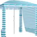 Umineux Beach Cabana - 8FT Beach Canopy with Side Wall, Easy Setup Beach Tent Sun Shelter, Waterproof Tent - Portable Shade for Whole Family (Green Stripes)