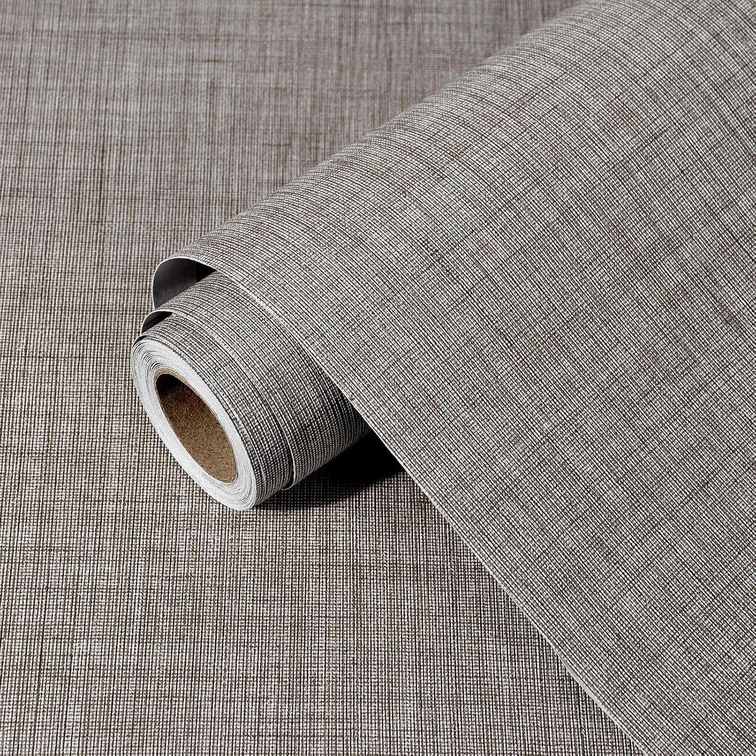 Grasscloth Peel and Stick Wallpaper 23.6"X480.3" Brown Contact Paper