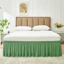 Biscaynebay Wrap Around Bed Skirts for Queen Beds 19" Long Drop, Sage Adjustable Elastic Dust Ruffles Easy Fit Wrinkle Resistant Silky Luxurious Fabric Machine Washable
