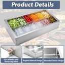 Large Ice Food Buffet Server, 48" L x 24" w x 8" h Cold Commercial Stainless Steel Buffet Tray with Cooling, Insulated Chilled Serving Tray for Food, Seafood, Fruit Display