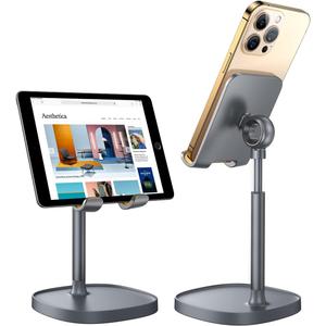 LISEN Cell Phone Stand Adjustable Phone Holer for Switch Stand Fits All Mobile Phones Switch Kindle iPads Tablet 4-10in Gray
