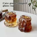 2 Pcs Grape Shape Glass Cups with Bamboo lids and Straws, 12 oz Drinking Glasses Set, Coffee Cups for Water, Tea, Juice, Milk, Beverage, Beer, Cocktails and More