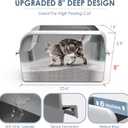 Suzzipaws 8" Deep Stainless Steel Cat Litter Box with Lid Extra Large Litter Box for Big Cats XL Metal Litter Box Pan with High Wall Sides Enclosure, Non-Sticky, Anti-Leakage, Easy Cleaning
