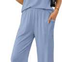 Ekouaer Women's Two Piece Sets Summer Sleeveless Lounge Sets Matching Pants Airport Travel Outfits Size M
