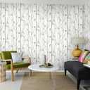 Timeet Green Leaf Wallpaper 16" x 197" Boho Floral Peel & Stick Removable Wallpaper for Bathroom, Bedroom, Kitchen, Accent Wall, etc. (White and Green)