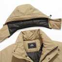 TUAOVA Men's Winter Coats Thicken Parkas Waterproof Windproof Detachable Hood Long Padded Puffer Jacket (Beige, L)