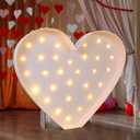 Maxcheck 4FT Marquee Large Light up Decoration, Balloon Frame with Bulb Light String Foam Marquee Signs for Valentine's Eid Birthday Engagement Baby Shower Party Decorations(Cute Heart)