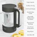 Martha Stewart Electric Kettle with Removable Stainless Steel Tea Infuser, Glass Carafe1.7L (7 Cups), Hot Water Boiler, 4 Presets, Keep Warm & Auto Shut-Off, Cordless 360 Swivel Base, Caviar Gray