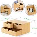 Wisuce Bamboo Desk Drawer Organizer, Desktop Organizer with Drawers Tabletop Storage Organization Box for Office Home Toiletries Supplies Vanity, No Assembly Required(3 Drawers-up down)