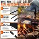 24" Fire Pit Campfire Grill Grate, 18.5" x 16" Portable Open Fire Cooking Grill Grate Round Camping Cooking Barbecue Rack Heavy-duty, Easy Setup & Adjustable Height for Outdoor Camping BBQ