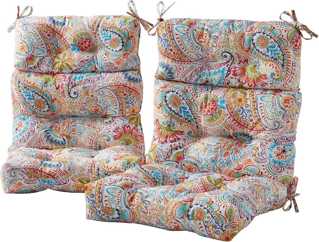 Greendale Home Fashions Outdoor 44 x 22-inch High Back Chair Cushion, Set of 2, Jubilee 2 Count