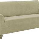 URBANLIFE 1-Piece Stretch Sofa Slipcovers for 3 Cushion Couch, Super Stretch Spandex Non-Slip Sofa Cover with Elastic Bottom, Machine Washable Furniture Protector for Kids & Pets, Coffee