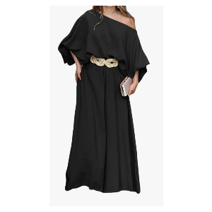 CHICME Women Summer 2 Piece Outfits Off Shoulder Lantern Sleeve Top Flowy Wide Leg Pants Set