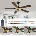 52" Tiffany Style Ceiling Fans with Lights, Vintage Chandelier Ceiling Fan with Stained Glass Shade, Dimmable LED, 6 Speeds Reversible for Bedroom (Butterfly Garden)