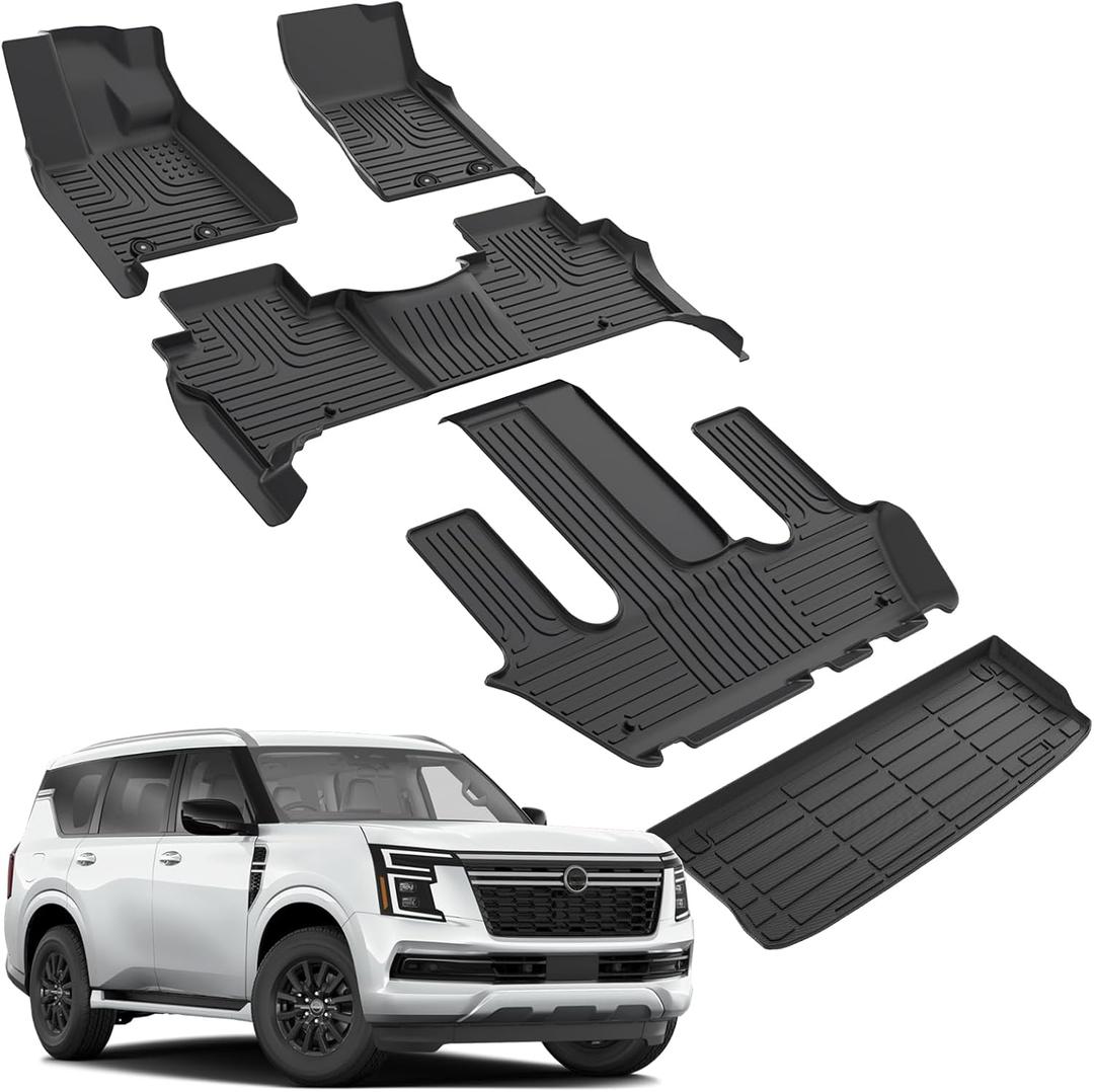 for Nissan Armada/Infiniti QX80 Floor Mats 2025 7 Seats,Car Mats for Nissan Armada All Weather Floor Mats Cargo Floor Liner Accessories 2025