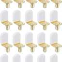 Uxcell 50Pcs Shelf Support Pegs, 6mm L-Shaped Bracket Style Shelf Pegs Pegs with Rubber Sleeve, Metal Support Pegs Holder for Kitchen Cabinet Bookcase (Gold, White)