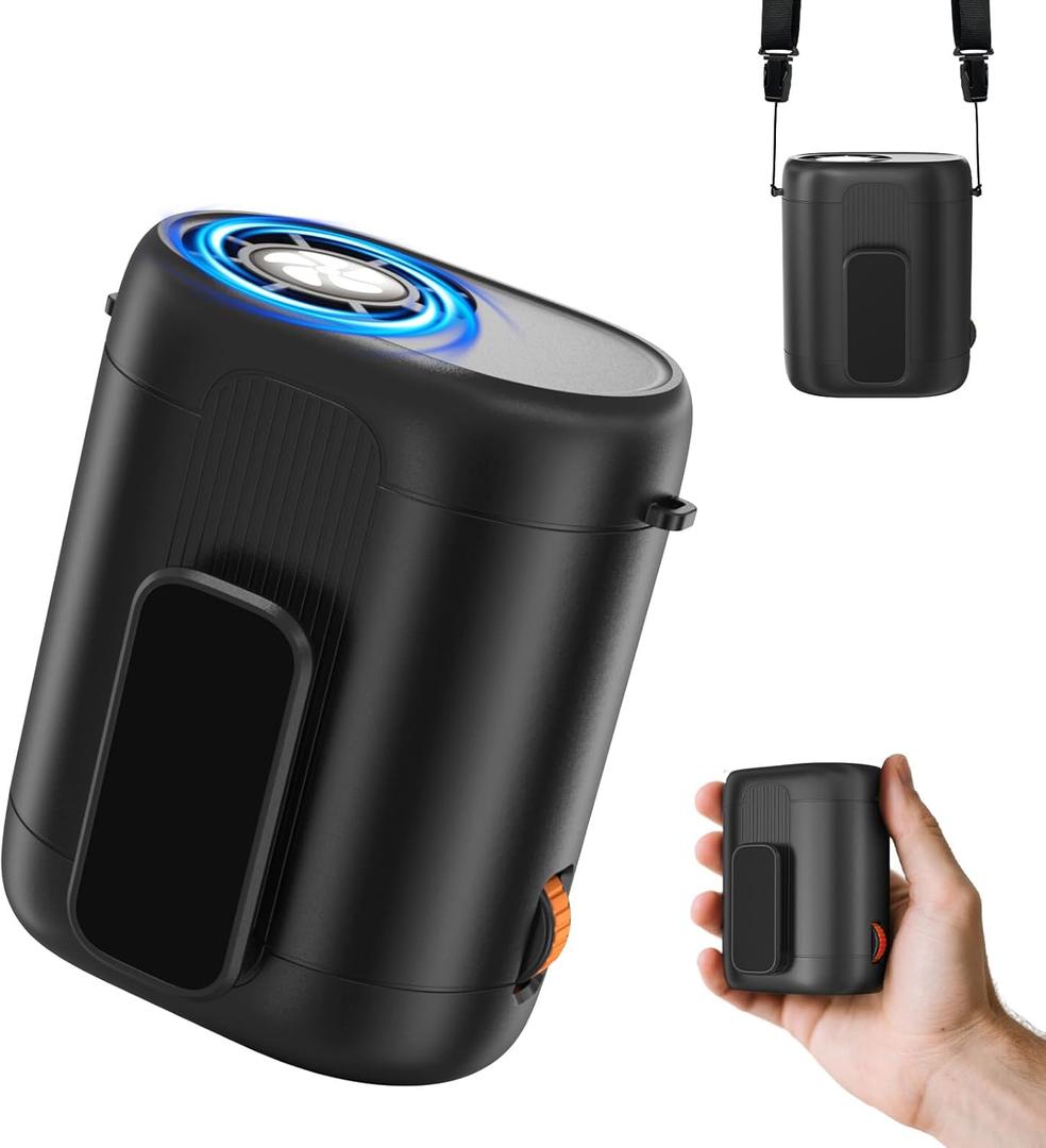 Mini Clip On Waist Fan with Infinite Speed Dial, Rechageable Hands-Free Wearable Shirt/Belt Fan with High Speed Airflow, Portable Neck Fan for Outdoor Working Camping Fishing Cooling Down