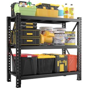 Garage Shelving 1800LBS Heavy Duty Shelving Units and Storage Shelves Adjustable 3 Tier Metal Shelving for Kitchen,Utility Room and Basement, 24" D x 47.24" W x 51.2" H, Black
