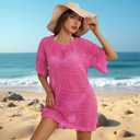 Women Swimsuit Coverup Crochet Bathing Suit Beach Cover Ups Summer Knit Bikini Beachwear Pullover 2025 Swimwear Dress (Purple, M)