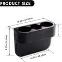 Car Cup Holder, PU Leather Auto Front Seat Organizer, Multifunctional Cup Drink Holders, Gap Filler Storage Box Coin Bucket Console Side Pocket Cell Mobile Phone Holder (Black)