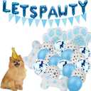 Party Supplies Dog Decorations Boy Dogs with Party Hat Lets Pawty Balloons Banner for Lets Pawty Birthday Decoration
