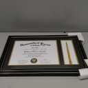 GraduationMall 11x17 Black Wood Diploma Frame with Tassel Holder for 8.5x11 Certificate Document,Real Glass,Black over Gold Mat