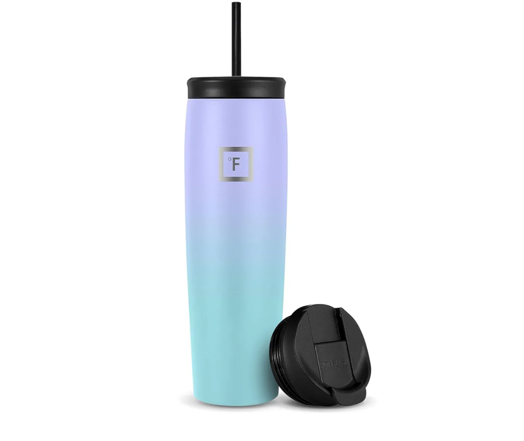 IRON °FLASK Nomad Tumbler - 2 Lids (Straw/Flip), Vacuum Insulated Stainless Steel Bottle, Double Walled, Drinking Cup, Thermos Coffee Travel Mug, Water - Cotton Candy, 28 Oz