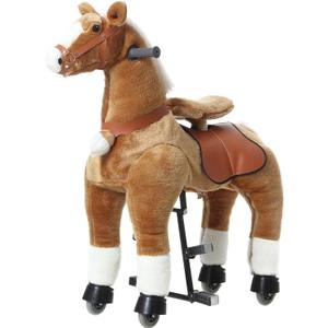 JoJoPooNy Ride on Horse Toy, Kids Ride on Toy for 6-14 Years Old, Premium Riding Horse Plush Animal Toy, Walking Horse Toy with Wheels (36 Inch Height)