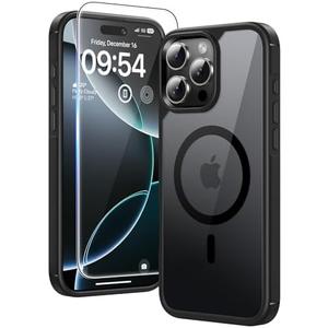 TAURI 3 in 1 for iPhone 16 Pro Case, Compatible with MagSafe [Not-Yellowing] with 2X Screen Protectors, Military-Grade Protection, Slim Magnetic Phone Case for iPhone 16 Pro 6.3", Black
