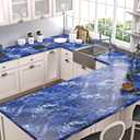 Livelynine Peel and Stick Countertops 24x394in Blue White Marble Countertop Peel Stick Wallpaper Waterproof Contact Paper for Bathroom Sink Counter Covers Kitchen Vinyl Countertop Wrap Renter Friendly
