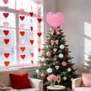 9 Inch Valentine's Day Heart Tree Topper, Valentine's Day Knitted Crochet Heart Tree Topper Ornaments, Pink Valentine Knitted Heart Ornament for Valentines Day Wedding Anniversary Party Supplies