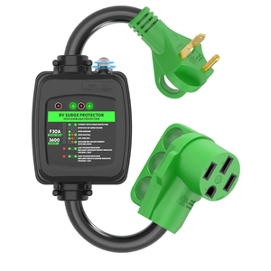 RVGUARD Surge Protector 30 Amp to 50 Amp RV Adapter Cord with Overload Protection, NEMA TT-30P to NEMA 14-50R Electrical Power Adapter, 2 Feet, Green, ETL Listed