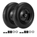 4.80/4.00-8" Flat Free Wheelbarrow Tire, 14.5" Wheel Size, 5/8" Axle Bore, 3" Center Hub, 3/4" Bearings, Universal Replacement Solid Tire for Hand Truck/Cart (Black)