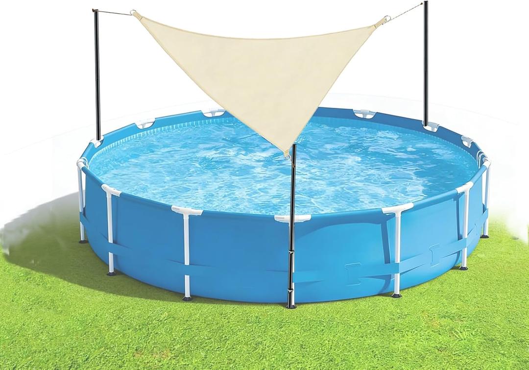 Reinforced Pool Sunshade, Heavy Duty Above Ground Pool Shade with 7.55ft Adjustable Poles, Pool Shade Canopy with UV Block,Fits Oval & Rectangular Above Ground Swimming Pools. (12-20ft)