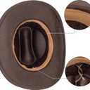 Classic-Western-Cowboy-Hat Upturn-Brim Felt-Cowgirl-Hat Rodeo-Hats with Belt for Women Men (Fit for 22.4-23.2") (Brown)