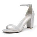 DREAM PAIRS Womens Chunk Low Heel Pump Sandals | Size 7.5W, Silver-Glitter, CHUNK