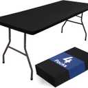homing 4 Packs 6 Foot Rectangle Table Cloth, Waterproof Polyester Elastic Fitted Tablecloth, Washable Table Cover for Picnic, Camping, Outdoor (Black, 30" x 72")
