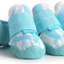 Dog Shoes for Medium Dogs, Anti Slip Senior Dog Boots for Hardwood Floors, Paw Protectors for Hot Pavement & Snow, Breathable Non Slip Dog Booties with Double Straps, Blue Size 6