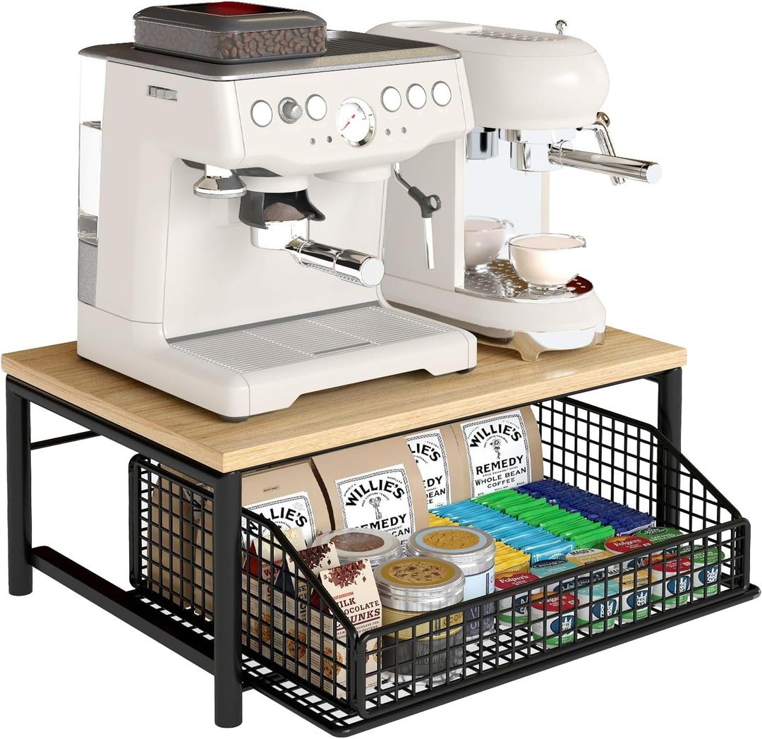 Coffee Pod Drawer, Counter Coffee Bar Organizer for Home Kitchen,Black