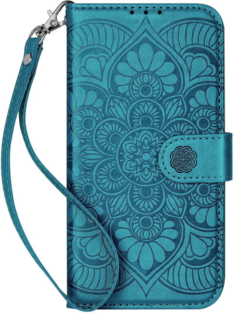 Wallet Case for iPhone 16 Pro Max,[RFID Blocking] 3 Card Holder Stand with Credit Card Slot PU Leather Magnetic Protective Flip Cover for iPhone 16 Pro Max (Blue)