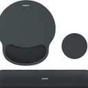 Mouse Pad and Keyboard Wrist Rest, 3-in-1 Gel Memory Foam Ergonomic Mouse Pad with Wrist Rest Set, Gaming Mousepad Arm Cushion Support for Computer Office Desk Accessories Cute Setup, Charcoal