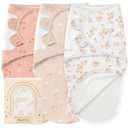 Yoofoss Baby Swaddles for Newborns 100% Organic Cotton, Adjustable Swaddle 0-3 Months 2 Zippers Newborn Swaddle Sack, Breathable Soft Durable (Gradient Orange Floral)