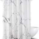 YOSTEV Marble Bathroom Shower Curtain,Grey and White Fabric Shower Curtain with Hooks,Unique 3D Printing,Decorative Bathroom Accessories,Water Proof,Reinforced Metal Grommets,Extra Long 72x96 Inches
