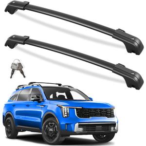 Lockable 260LBS Roof Rack Cross Bars Fit for Kia Sorento X-Line & X-Pro 2021 2022 2023 2024 2025 (with Raised Side Rails), Aluminum Roof Rails Crossbars Rooftop Luggage Racks Carrier (Compatible with Kia Sorento X-Line 2021-2025)