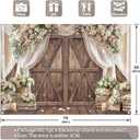 2 x 7x5ft Fabric Wedding Rustic Barn Door Backdrop Vintage Floral White Curtains Photography Background Bridal Shower Birthday Party Decorations Photo Banner Props