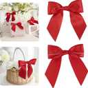 AIMUDI Red Satin Bows 5.5" Bow for Gift Wrapping Satin Twist Tie Bows Premade Ribbon Bow for Treat Bags Invitations Baskets Wreaths Crafts Wedding Birthday Party Mother's Day Decorations, 24 PCs