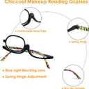 2 Pack Makeup Reading Glasses for Women Magnifying Flip Down Cosmetic Readers with Spring Hinge, 3.5x
