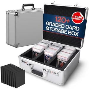 VALUN SLABPRO 120+ 3 ROW Graded Card Storage Box; Durable Sports, PSA Card Storage Box - Organizer Slab for Your Collection - For Baseball, Football, TCG, MTG Cards - Top Loader Design