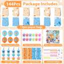 132pcs Blue Dog Party Favors, Blue Orange Dog Paw Birthday Decorations Supplies, Puppy Paw Stamps Balloons Gift Bags Key Chains Slap Bracelets DIY Sticker Goodie Bag Filler for Birthday
