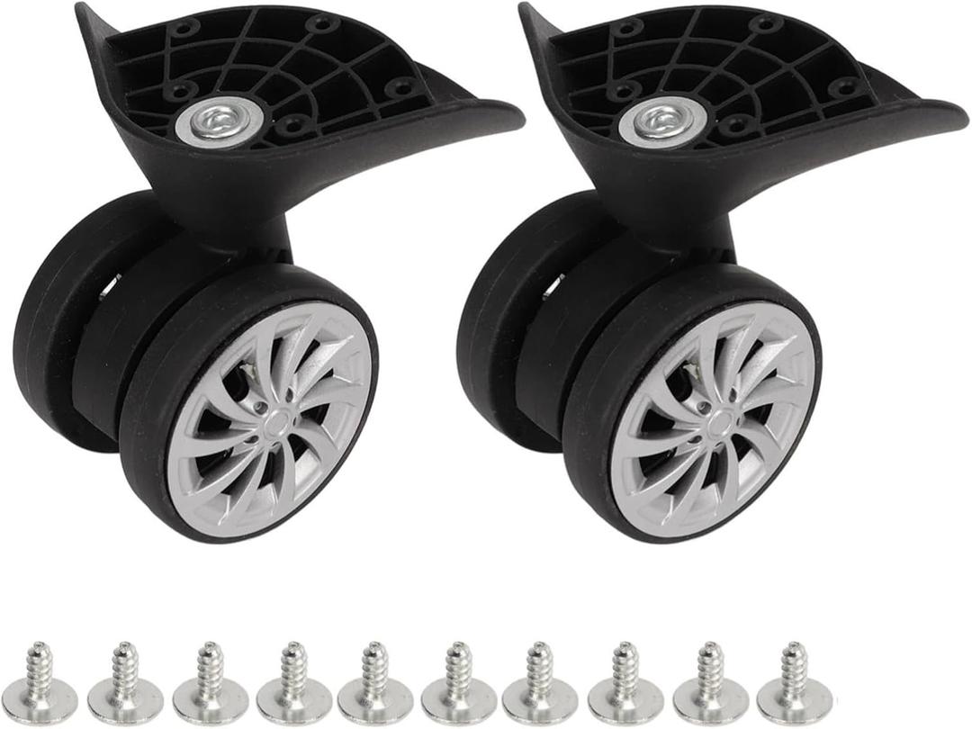 Luggage Wheels Replacement, 1 Pair Luggage Suitcase Wheels, Travel Suitcase Caster Wheels 360 Swivel, Trunk Luggage Wheel Spare Part Replacement for Luggage Suitcase Trolley